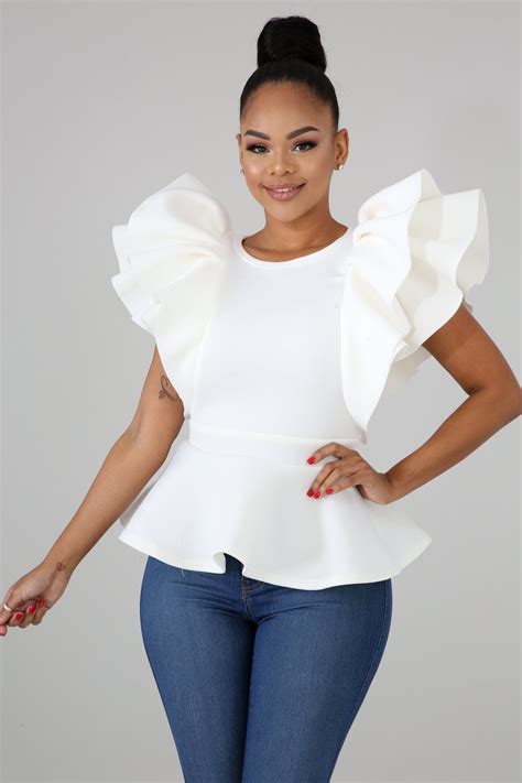 celine white peplum top